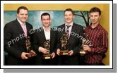 Liam Moffatt, Joe Keane, Peadar Gardiner and Noel Convey, played in 50 or more Championship matches for Crossmolina, and were presented with awards sponsored by Darragh Quinn's Crossmolina, at the Club's Dinner Dance in the Upper Deck Crossmolina, Photo:  Michael Donnelly