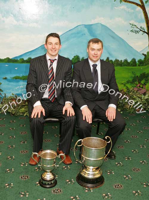 Peadar Gardiner Captain of Crossmolina and Tom Jordan senior team manager pictured at the Club's Dinner Dance in the Upper Deck Crossmolina, Photo:  Michael Donnelly