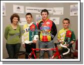 Pictured at the launch of the All Ireland Underage Cycling Championships 2007 which will be hosted by Connacht Youth Cycling sponsored by C&C Cellular and Mayo Credit Unions, from left: Mary Munroe, Treasurer Connacht Cycling Youth; Darragh Reidy, Covey Wheelers; David O'Sullivan Western Lakes C.C.; and Francis Sheridan, Covey Wheelers. The event will be held in Ballinrobe on Saturday 7th July and in Clonbur Sunday 8th July.  Photo:  Michael Donnelly