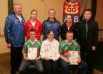 Louisburgh GAA Club "Stars of the Future" pictured at AIB Sponsored presentation night in the Failte Suite, Welcome Inn Hotel, Castlebar, front from left: Michael Gibbons, Ballyhip; Niamh Gibbons, Carniskey and John Needham Carniskey at back: Eugene Lavin, Cora Staunton, Billy McNicholas, Triona McNicholas, and Ivan Kelly AIB Bank. Photo Michael Donnelly.