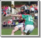 Mayo's Adrian Freeman tries to block Darren McCormack in the Christy Ring Cup in McHale Park, Castlebar. Photo:  Michael Donnelly