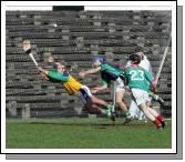 London Goalkeeper JJ Burke (Kilburn Gaels) pulls off a dramatic save to deny Mayo a goal in the Allianz National Hurling League Div 2B round 3 in McHale Park Castlebar. Photo:  Michael Donnelly