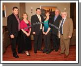 John O'Mahony, special guest pictured with Club officers at the Kilmovee Shamrocks Football Club annual Dinner in The Abbeyfield Hotel, Ballaghaderreen, from left: Michael Duffy, Registrar; Bridie Duffy, Treasurer; Deputy John O'Mahony; Teresa Higgins, Assistant Secretary; Joe Regan, Club Chairman and John Caulfield, Vice Chairman. Photo:  Michael Donnelly

 
