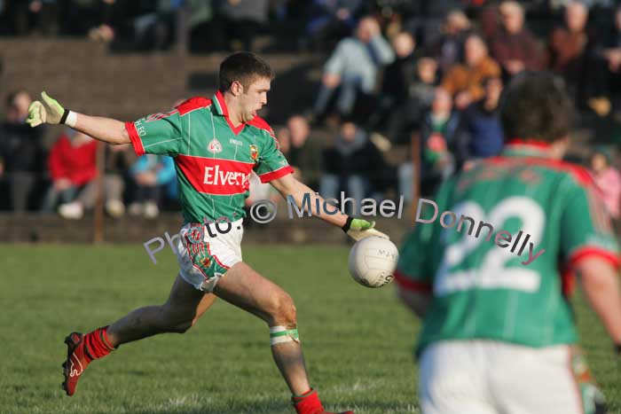 Mayo's Pat Harte winds up to send this ball to the back of the Kerry net in the 1st round of the Allianz National Football League in McHale Park Castlebar. Photo:  Michael Donnelly
