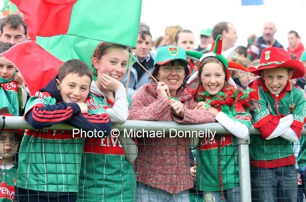 Fox's Crossmolina pictured at the ESB All Ireland Minor Football Final replay in Pearse Park, Longford, from left: Adam, Kate, Fiona, Clodagh and Liam Fox.Photo:  Michael Donnelly