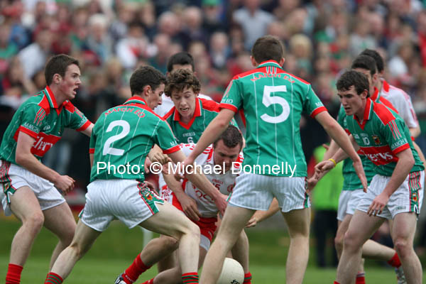 A question of "Who Dares Wins" at the ESB All Ireland Minor Football Final replay in Pearse Park, Longford.Photo: � Michael Donnelly