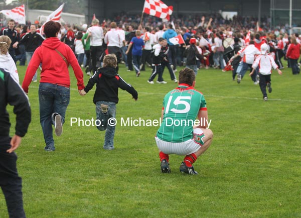 Alex Corduff is "All alone" as Mayo are defeated by Tyrone  at the ESB All Ireland Minor Football Final replay in Pearse Park, Longford. Photo: � Michael Donnelly
