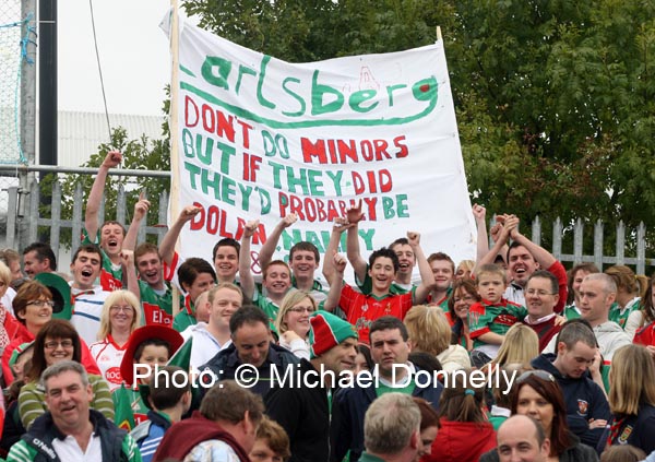 Mayo fans turn up the volume at the ESB All Ireland Minor Football Final replay in Pearse Park, Longford.Photo: � Michael Donnelly