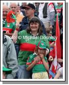Maura Connolly (Castlebar) pictured with her neice Aisling O'Connor, (Roscommon)
at the ESB All Ireland Minor Football Final replay in Pearse Park, Longford.Photo:  Michael Donnelly