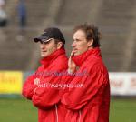 Mayo's James Horan and James Nallen keeping a close eye on the game in the 2011 Allianz Football League Division 1 Round 6 in McHale Park