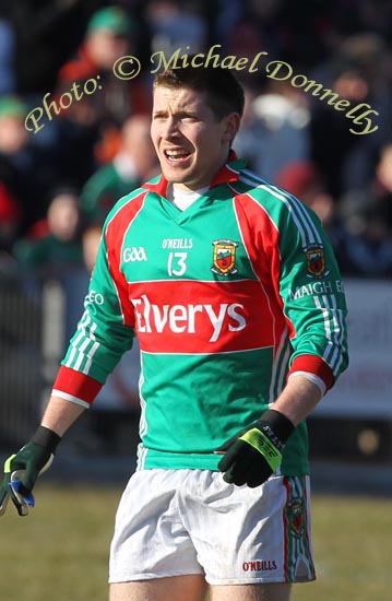  A happy Enda Varley after scoring his goal against Dublin  in the Allianz GAA Football National League Division 1 Round 3 in McHale Park, Castlebar. Photo:  Michael Donnelly