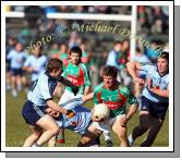 Mayo's Trevor Howley loooks for an escape route in the Allianz GAA Football National League Division 1 Round 3 in McHale Park, Castlebar. Photo:  Michael Donnelly