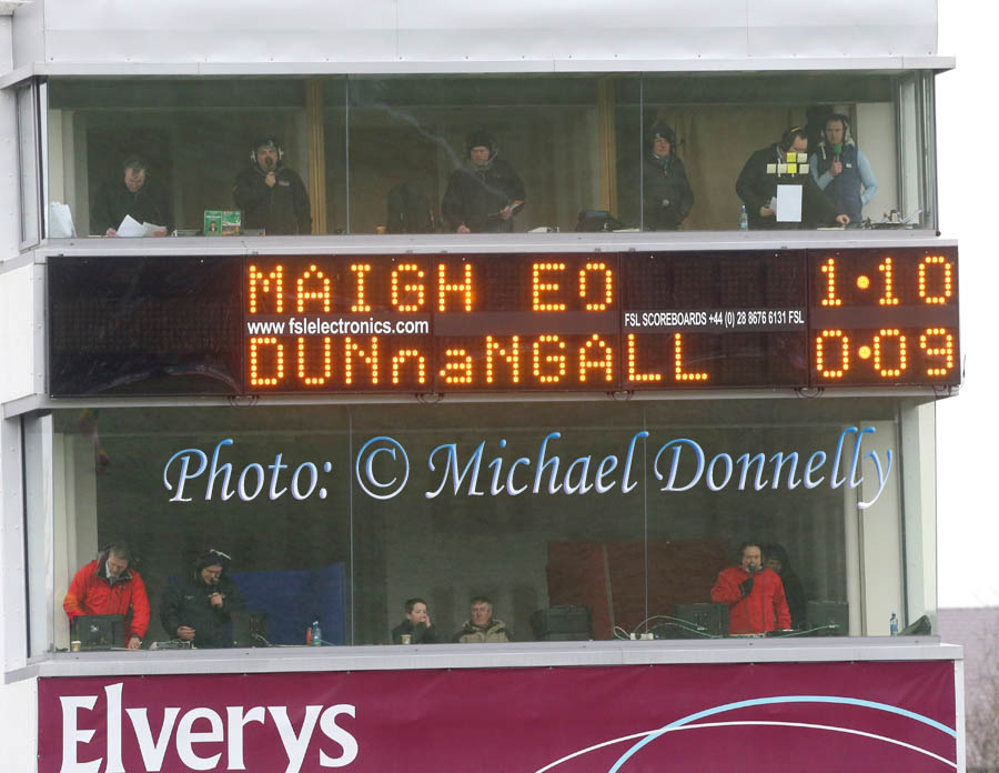 Final Score  in Mayo v Donegal  2013 Allianz Football League Div 1 Round 6 in Elverys MacHale Park Castlebar. Photo: © Michael Donnelly