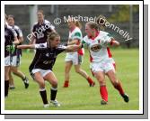 Claire Egan keeps the Galway Defence at arms length in the Connacht Ladies Football TG4 Senior Championship final in Tuam. Photo:  Michael Donnelly