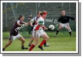 Fiona McHale about to score despite pressure at the Connacht Ladies Football TG4 Senior Championship final in Tuam Photo:  Michael Donnelly