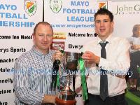 Tom McHale presents the McHale Agri Stores Cup to Paul Mc Laughlin, Ballyheane B
 at the Mayo League Dinner Dance and Presentation in the Welcome Inn Hotel Castlebar.Photo: © Michael Donnelly Photography