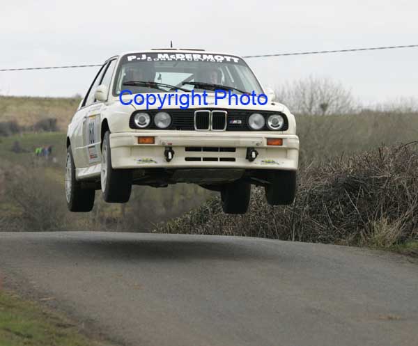 PJ McDermott and  Sean Harris Lifford in action in their BMW M3 on stage 1 of the TF Royal Hotel and Theatre Mayo Stages Rally 2005. Photo: Michael Donnelly