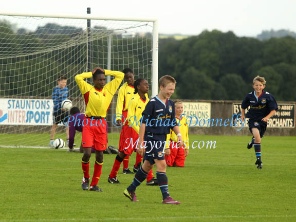 Anthony Scully after scoring for West Ham v Watford FC at Ballyglass in Mayo International Cup. Photo: © Michael Donnelly Photography