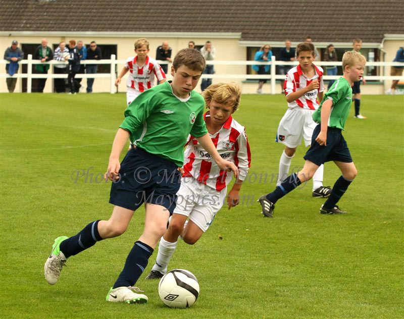 Adam Carrabine (Bangor Hibs) in action for Mayo in the Mayo International Cup U-13 Schoolboys Tournament at Milebush Park Castlebar against Exeter City FC . Photo: © Michael Donnelly Photography