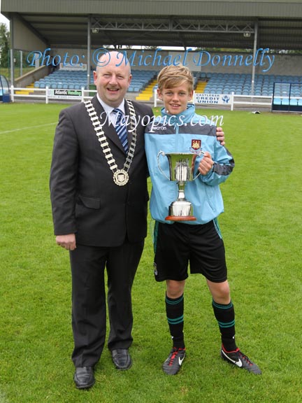 Mayor of Castlebar Cllr Brendan Henaghan Mayo in the Mayo International Cup U-13 Schoolboys Tournament at Milebush Park Castlebar  Photo: © Michael Donnelly Photography