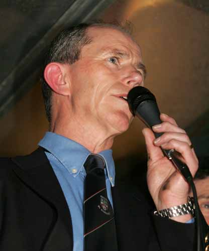 Tommy Lyons, manager Ballina Stephenites addresses the crowd at the Homecoming celebrations in James Stephens Park, Ballina. Photo Michael Donnelly