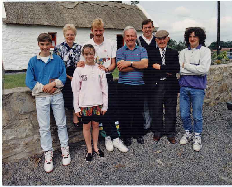 Steve Staunton, pictured with some of his Irish relations at Mary Morans Cottage during his visit to Ballintubber some years ago