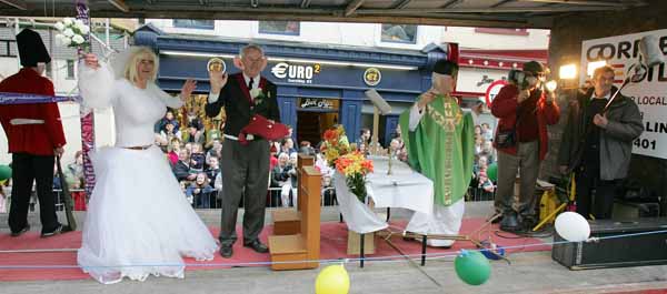 The Glencorrib Drama Group with the wedding of Charles and Camilla, at the Castlebar St Patrick's Day Parade. Photo Michael Donnelly