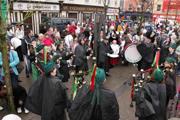 Balla Pipe band  in action at St Patrick's Day Parade in Claremorris. Photo:  Michael Donnelly