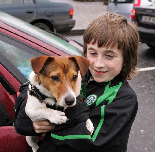 Dog and Master at St Patrick's Day Parade in Claremorris. Photo:  Michael Donnelly