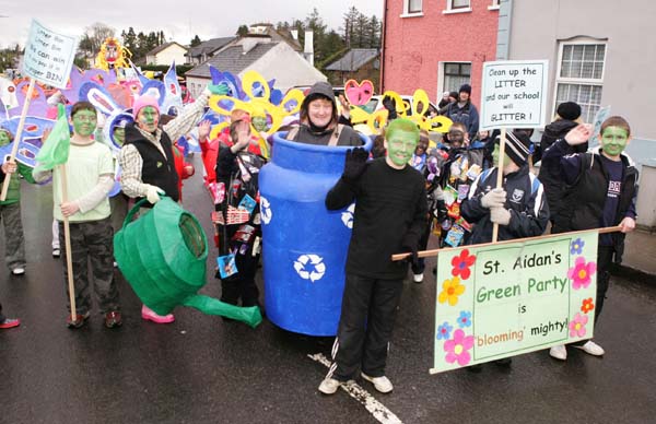 St Aidans School Kiltimagh green team at St Patrick's Day Parade in Kiltimagh. Photo:  Michael Donnelly