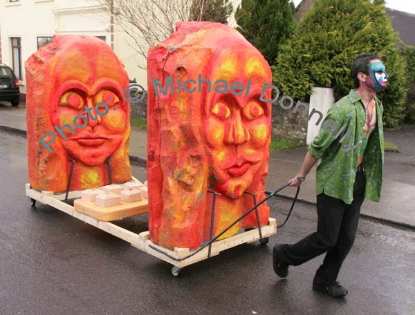 Overdressed faces at St Patrick's Day Parade in Kiltimagh. Photo:  Michael Donnelly