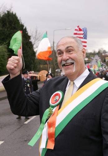 Bob Shannon, leader of the Quaker City String Band at St Patrick's Day Parade in Kiltimagh. Photo:  Michael Donnelly