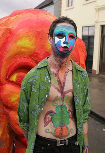 Overdressed? at St Patrick's Day Parade in Kiltimagh. Photo:  Michael Donnelly