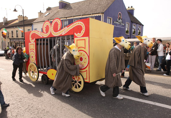 Caged at the Claremorris St Patrick's Day Parade. Photo:  Michael Donnelly