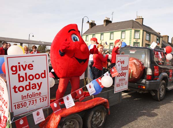The Appeal for Blood Donations at the Claremorris St Patrick's Day Parade. Photo:  Michael Donnelly