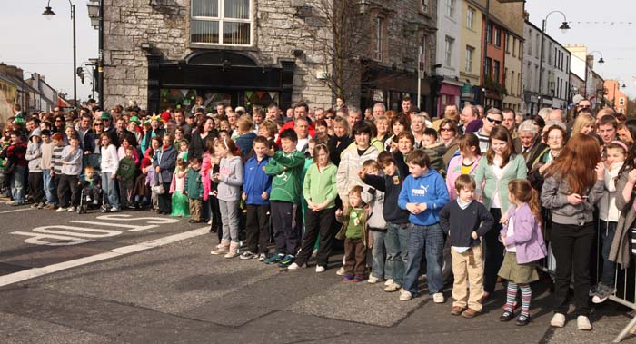 Section of the large crowd at the Claremorris St Patrick's Day Parade. Photo:  Michael Donnelly