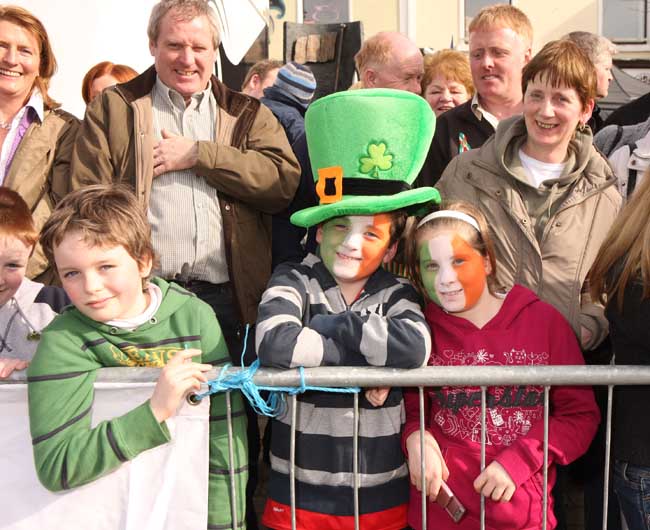 Keelan and Emma Rowley, Knock were wearing the colours at the Claremorris St Patrick's Day Parade. Photo:  Michael Donnelly