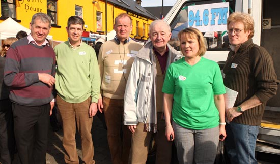 Members of "Claremorris Community Radio" (94.6 FM) pictured at the Claremorris St Patrick's Day Parade, from Left: Pete O'Connor, Eddie Sweeney, John Whittle, Johnny Kirrane 
. Photo:  Michael Donnelly