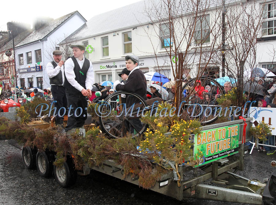 "Back to the Future" at the Claremorris St Patricks Day Parade with the Western Vintage Tractor and Engine Club. Photo: © Michael Donnelly