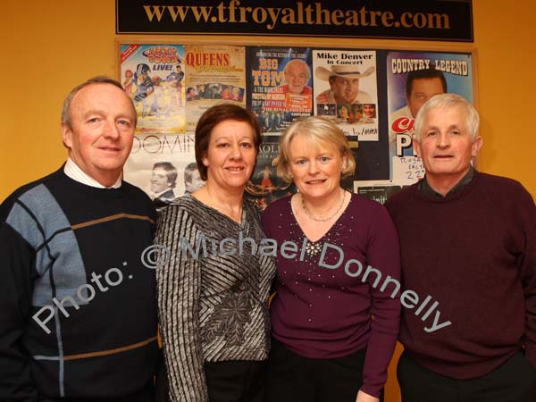 Christy and Mary Lawless, Turlough, Castlebar and pictured with Anna and Gene Kerr, Castleblaney at Big Tom and the Mainliners in the TF Royal Theatre, Castlebar. Photo:  Michael Donnelly