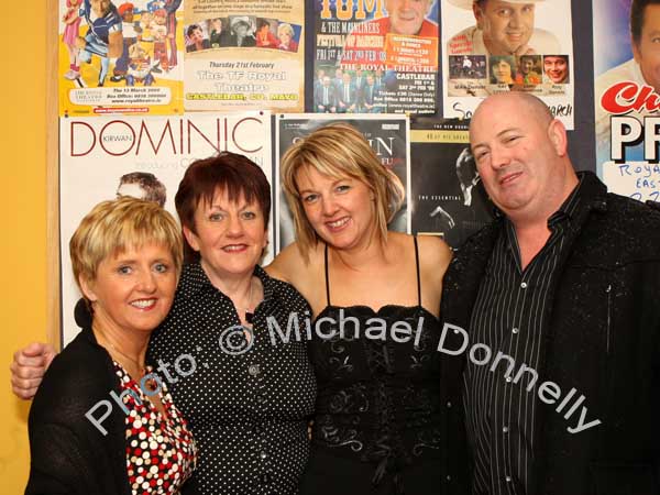Evelyn Mahon, Dundalk, Carmel McManus, Lisnaskea Co Fermanagh, Deirdre O'Dowd Convoy Co Donegal and Liam McElchar, Claudy Co Tyrone pictured at Big Tom and the Mainliners in the TF Royal Theatre, Castlebar. Photo:  Michael Donnelly