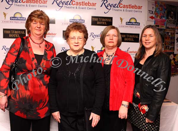 Pictured at Charlie Pride in the TF Royal Hotel and Theatre Castlebar, from left; Agnes Feeney, Roscommon Town; Nellie Guckian Carrick on Shannon; Ann Raftery and Selena Tully, Roscommon Town .Photo:  Michael Donnelly