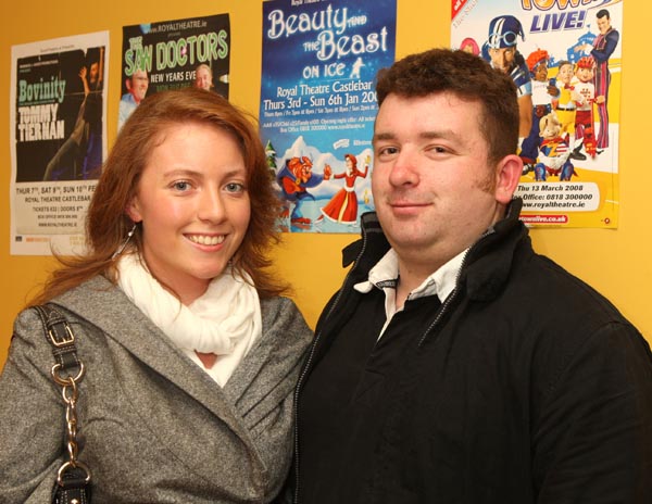 Enjoying New Years Eve at the Saw Doctors in the TF Royal Hotel and Theatre, Castlebar, were Sarah Healy, Castlebar and Cormac Duffy Islandeady. Photo:  Michael Donnelly