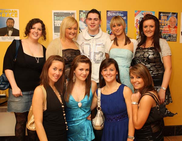 Enjoying New Years Eve at the Saw Doctors in the TF Royal Hotel and Theatre, Castlebar, were front from left: Aine Gannon, Niamh  Gavin, Sarah Grealis, and Kate Tuohy; at back: Laura Keena, Jessica Wright, Donncha Kearney, Colette Macken and Laura Devaney. Photo:  Michael Donnelly