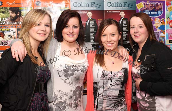 Galway ladies pictured at "The Script" in the TF Royal Theatre Castlebar, from left: Yvonne Coen, Shauna Thornton, Niamh Fox and Adelle Grealish, Carnmore Galway . Photo: © Michael Donnelly