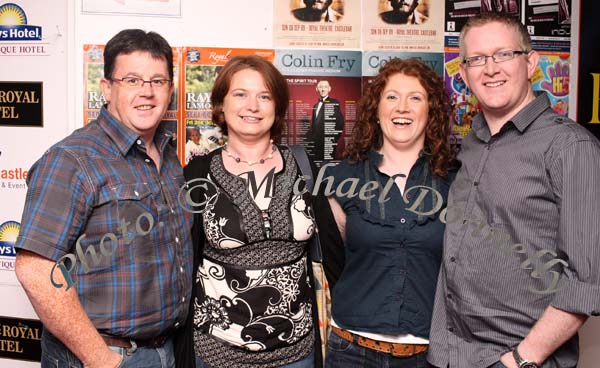Pictured at "The Script" in the TF Royal Theatre Castlebar, from left: Damian Caldwell Donegal, Una and Shelley Cunnane, Knock, and Paul Ward, Donegal