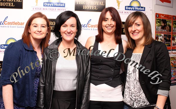 Pictured at "The Script" in the TF Royal Theatre Castlebar, from left Linda Kilbane Lahardane, Aoife Ryan, and Aine Cunningham, Longford; and Anna Calderwel,  Scotland . Photo: © Michael Donnelly