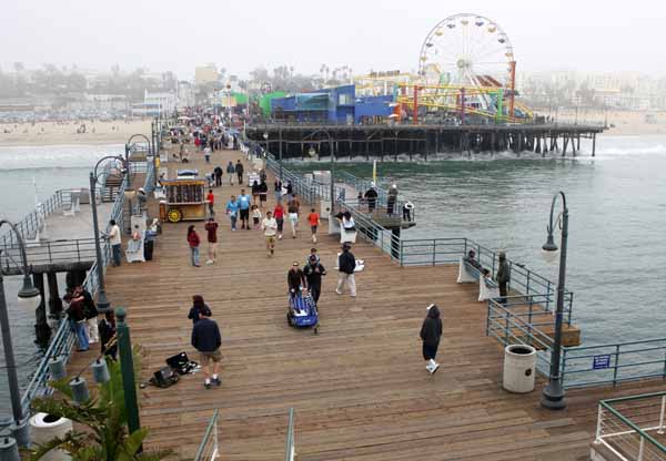 Pier at Santa Monica, California, with Ferris Wheel in background. Photo Michael Donnelly