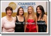 Pictured at the Mayo Business Awards in the Broadhaven Bay Hotel Belmullet, from left: Mary Doherty, Elizabeth Young, Ballina, and Edel Gallagher and Louise McDonnell, of Ballina Chamber of Commerce. Photo:  Michael Donnelly