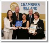 Pamela N Thaidhg, dars na Gaeltachta (sponsors) presents the Gaeltacht Business Award  2006 to Majella U Ghallachobair Comhlacht Forbartha Aitiil Acla and Maura A Mhic Lochlainn CFAA, at back are Toirleach  Duibhir and Toirleach  Duibhir
on right Owen Hughes, President Westport Chamber of Commerce. Photo:  Michael Donnelly